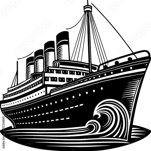 Classic Ocean Liner Vector for Digital and Print Use