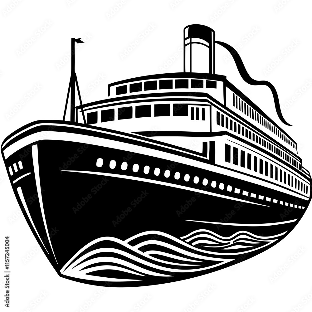 Obraz premium Stylish Black and White Ship Vector for Custom Projects