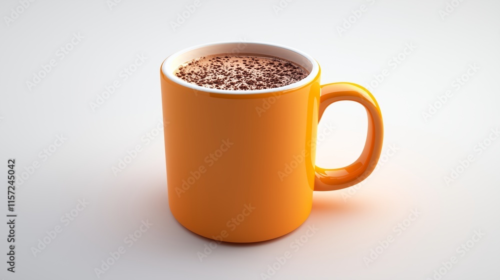 A professional photo of an orange mug with hot chocolate inside. should be isolated and on a white background. A professional photo of an orange mug with hot chocolate inside. should be isolated and on a white background.
