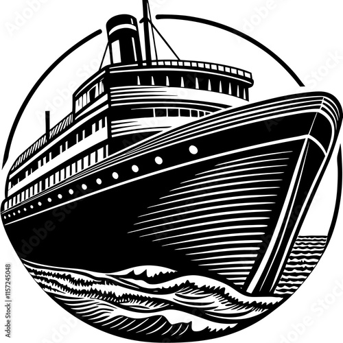 Stylish Black and White Ship Vector for Custom Projects