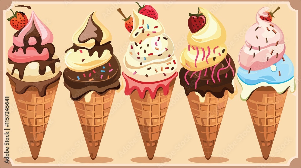 Cartoon Ice Cream Cone Vector Illustration Cartoon Ice Cream Cone Vector Illustration