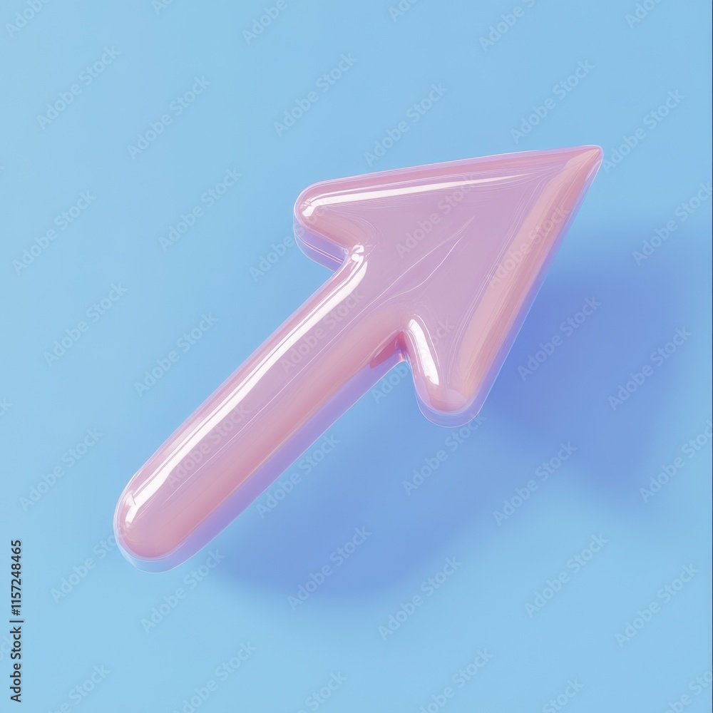 Soft Pink Arrow Pointing Upwards on a Light Blue Background Suggests Growth and Direction in a Vibrant and Playful Way Soft Pink Arrow Pointing Upwards on a Light Blue Background Suggests Growth and Direction in a Vibrant and Playful Way