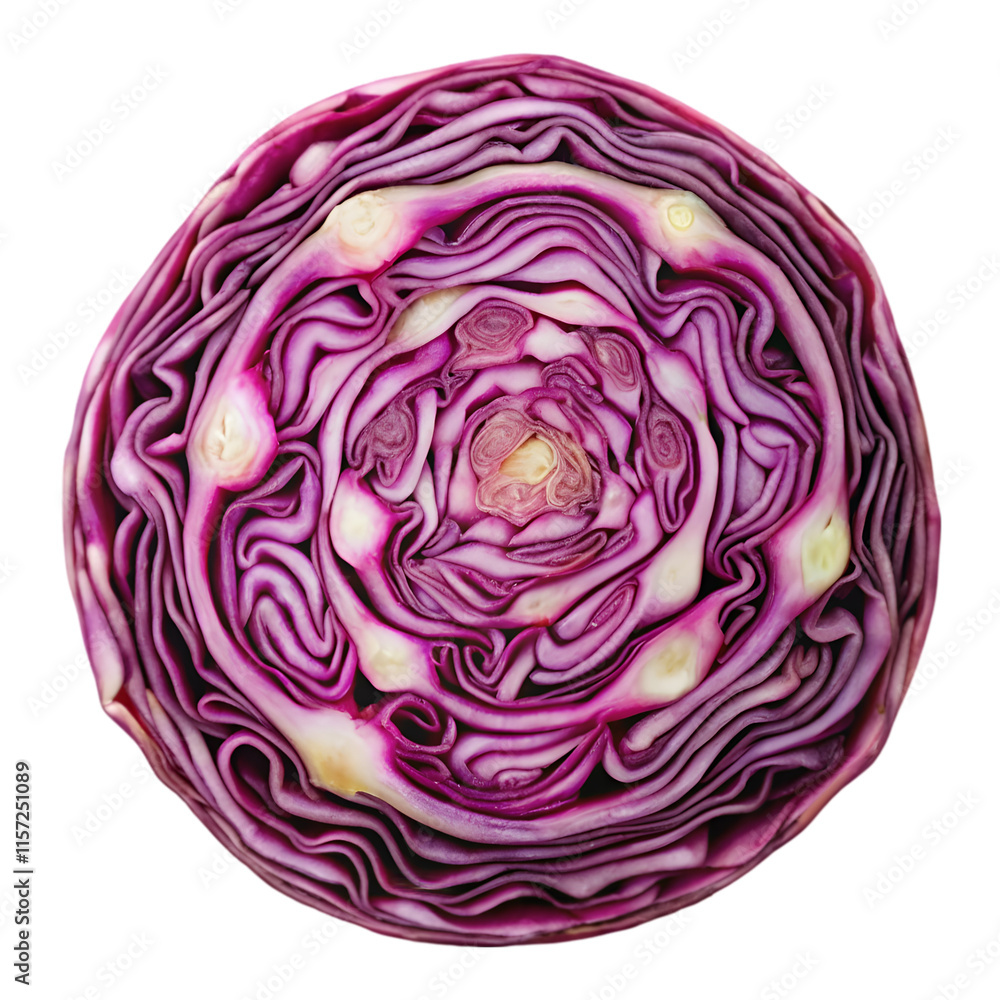 cross section of a red cabbage top view isolated on transparent background cross section of a red cabbage top view isolated on transparent background