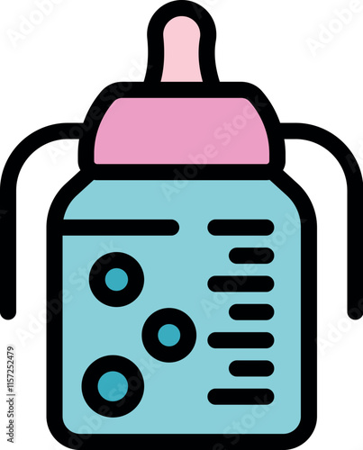 Baby bottle icon featuring handles and measurement marks, perfect for representing infant feeding and childcare