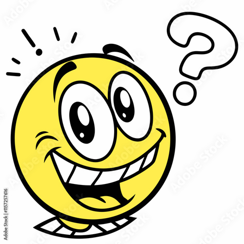 A vibrant yellow smiley emoticon icon, symbolizing curiosity and positivity in digital art.