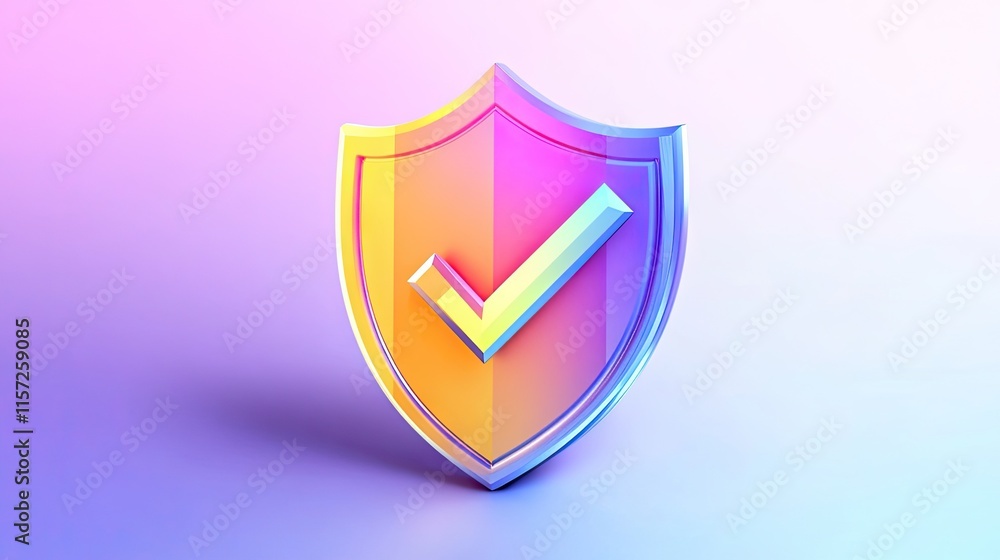 Vibrant shield icon with a checkmark in gradient colors, illustrating assurance and cybersecurity concepts. Vibrant shield icon with a checkmark in gradient colors, illustrating assurance and cybersecurity concepts.