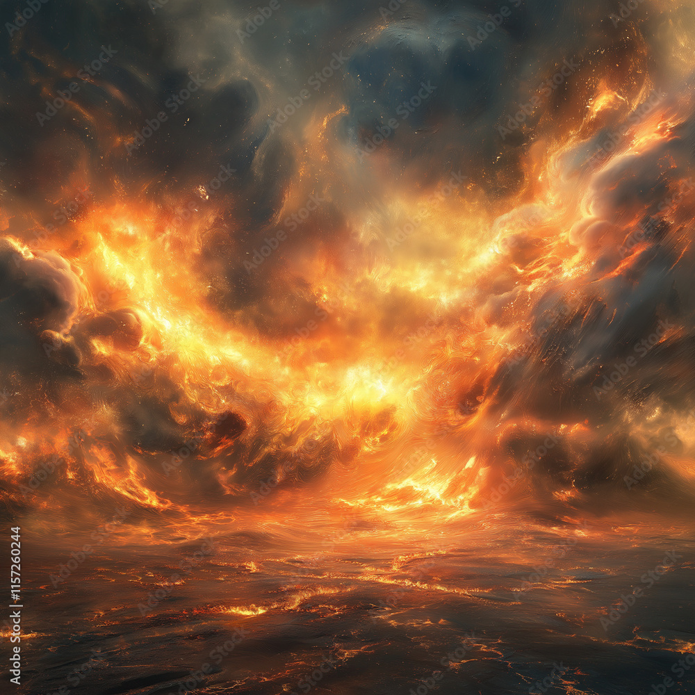 A surreal landscape of a firestorm A surreal landscape of a firestorm