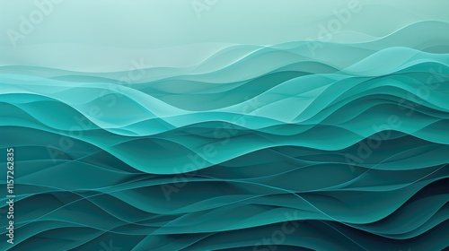 An abstract background with layered waves and curves in shades of blue and teal, giving a sense of depth and serenity photo