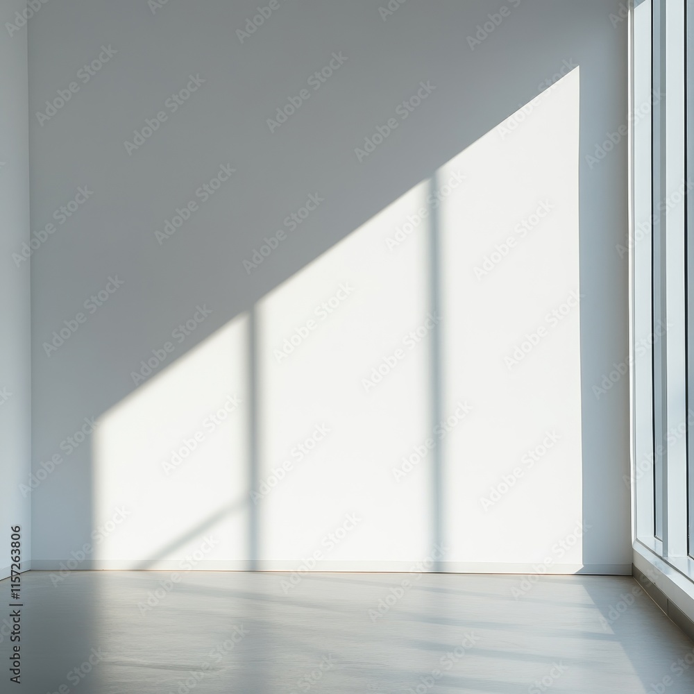 Fototapeta premium Bright Indoor Corner With Sunlight Casting Shadows in a Minimalist Space During the Afternoon