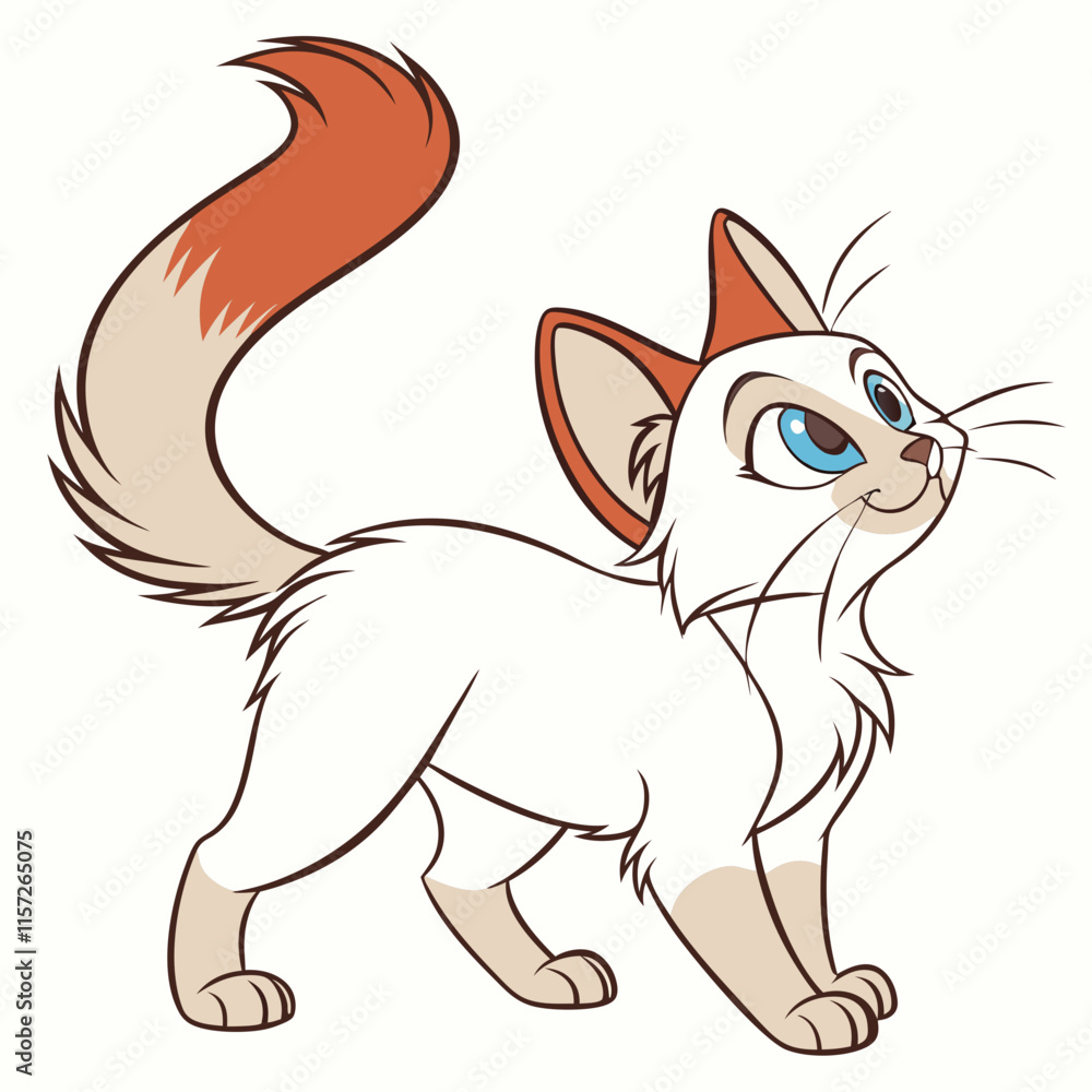 Obraz premium Adorable and charming Balinese cat vector artwork, perfect for adding a touch of elegance and cuteness to your designs.