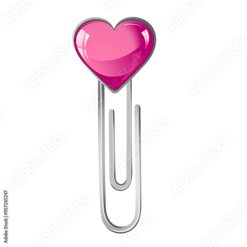 paper clip with pink heart vector