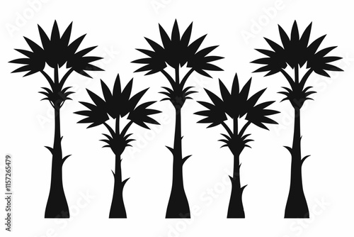 Pandanus Tree Silhouette Icon Set