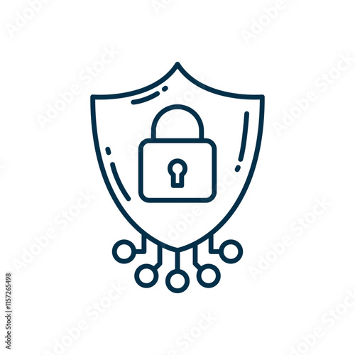 AI Security Icon. Shield and Connection Symbol for Protection Technology
