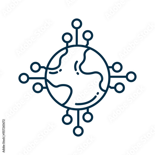 Global Technology Icon. Connection and Globe Symbol for Networking photo