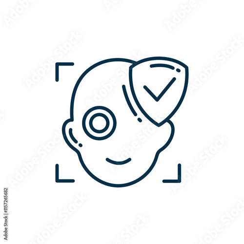 Face Recognition Technology Icon. AI, Security, and Identification