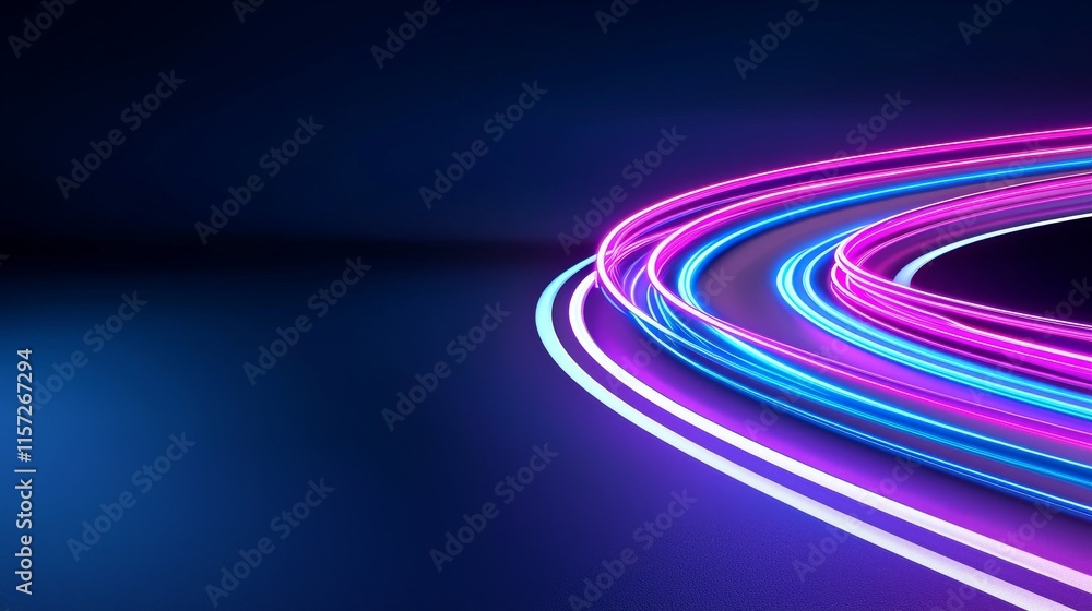 A 3D render featuring a blue-purple light streak across a dark backdrop, depicting hyper speed warp in space. A 3D render featuring a blue-purple light streak across a dark backdrop, depicting hyper speed warp in space.