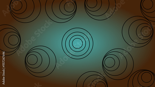Abstract pattern with black circles on a dark blue gradient background. abstract background