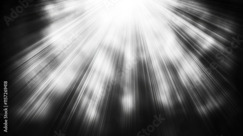 Black white photograph bright light burst rays are Soft-focus