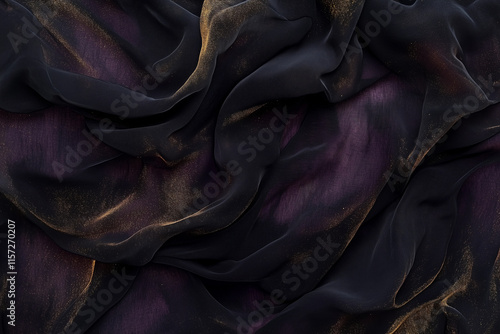 Mysterious gradient fabric blending black and deep plum hues in a soft, flowing texture