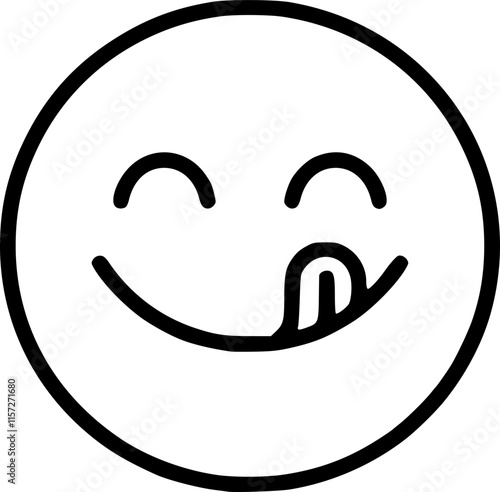 Yummy smile emoji with tongue lick mouth. 
