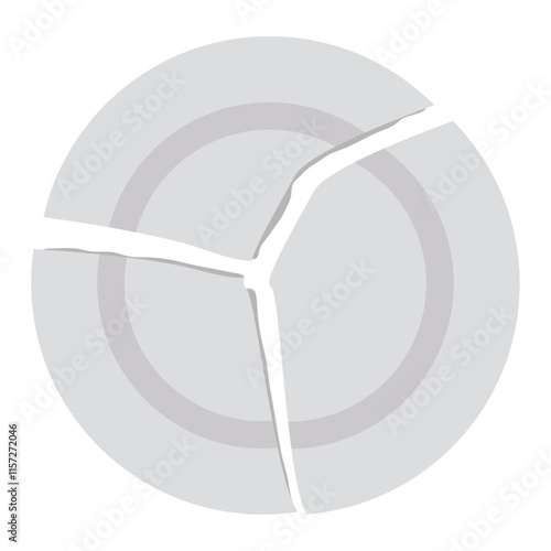 broken white plate top view.