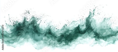 A vibrant green watercolor splash texture, resembling crocodile green paint drops, isolated on a white background. This abstract design is perfect for banners, posters, text decoration, or as an photo