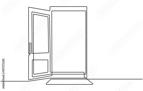 Open door one line illustration