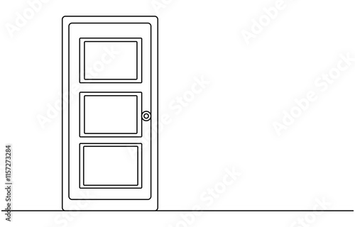 Open door one line illustration