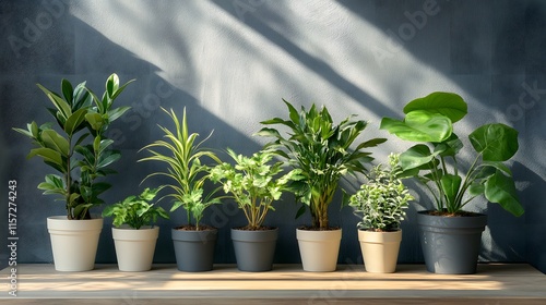 Obraz na płótnie Set of potted houseplants with different varieties w salonie