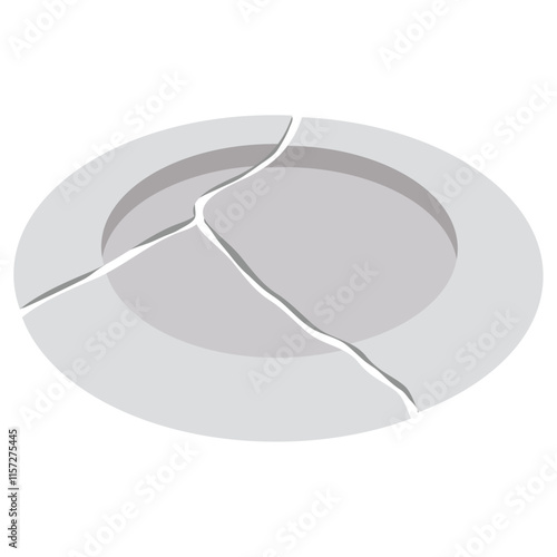broken white plate side view.