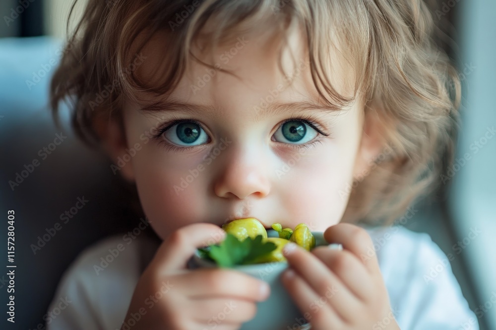 A young child with striking eyes holds a small bowl, capturing an innocent and wholesome moment. The child's curious gaze embodies youth and freshness. A young child with striking eyes holds a small bowl, capturing an innocent and wholesome moment. The child's curious gaze embodies youth and freshness.