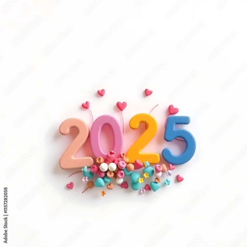 Naklejka premium 2025 happy new year typography logo design concept