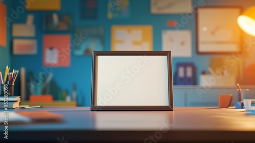 Wallpaper Mural The foreground is a tabletop, occupying a quarter of the picture. The background is a study room, with bright colors and blurred background. Torontodigital.ca