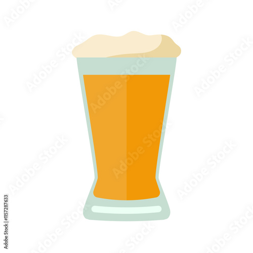 Glass of cold, refreshing beer with a foamy head.