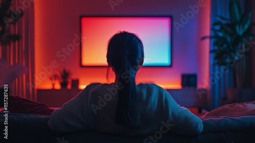 Smart TV in Living Room with Streaming Content