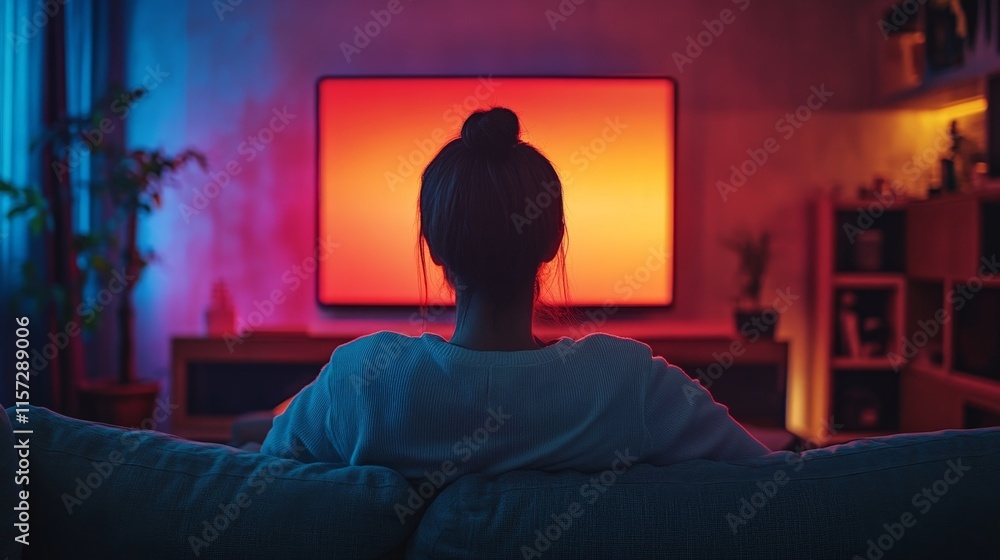 Smart TV in Living Room with Streaming Content Smart TV in Living Room with Streaming Content