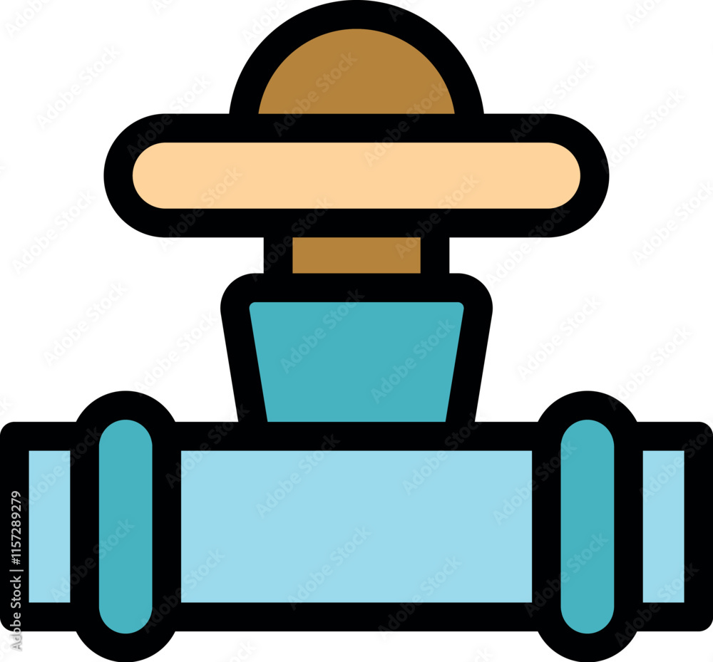 Cartoon pipeline valve regulating water flow, ensuring efficient water management and preventing leaks Cartoon pipeline valve regulating water flow, ensuring efficient water management and preventing leaks