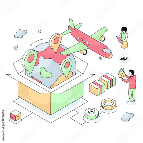 Unique design illustration of air cargo