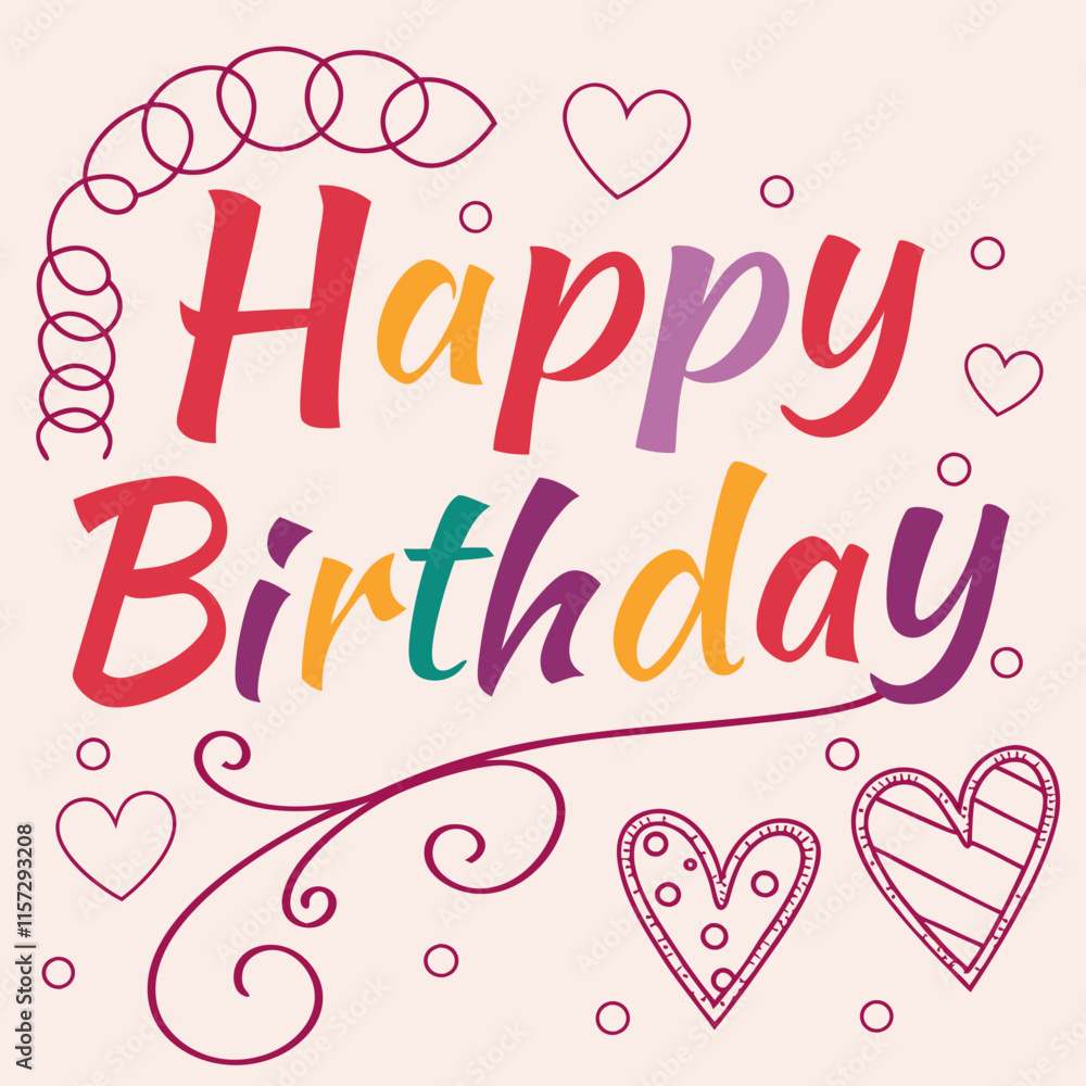 custom made wallpaper toronto digitalCelebrate birthdays with this vibrant "Happy Birthday" typography design, featuring love hearts and vector artwork, perfect for cards, posters, and more!