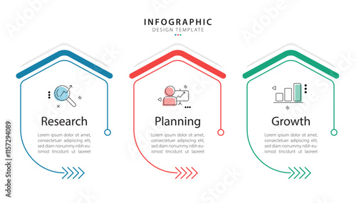 Business infographic template. 3 Step timeline journey. Process diagram, 3 options on white background, Infograph elements vector illustration.