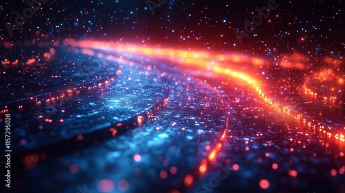 Dynamic Glowing Particles Creating a Vivid Abstract Landscape