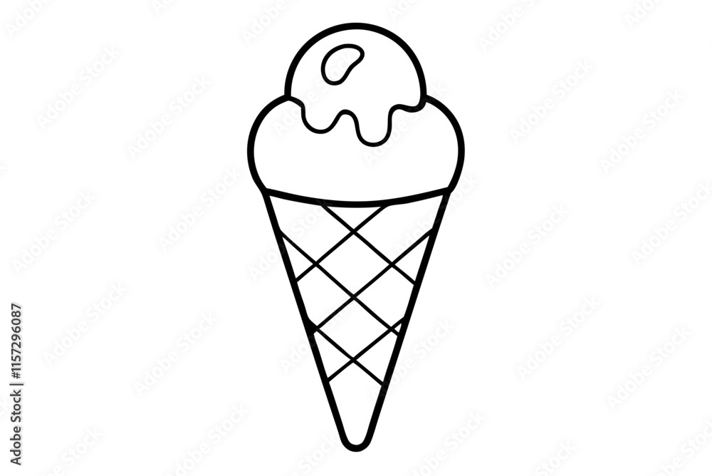 Minimalist Continuous Line Art of an Ice Cream Cone with Scoops in a Modern Dessert Style Minimalist Continuous Line Art of an Ice Cream Cone with Scoops in a Modern Dessert Style