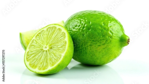 Fresh lime leaf isolated against a bright white background, nature, herb, lime