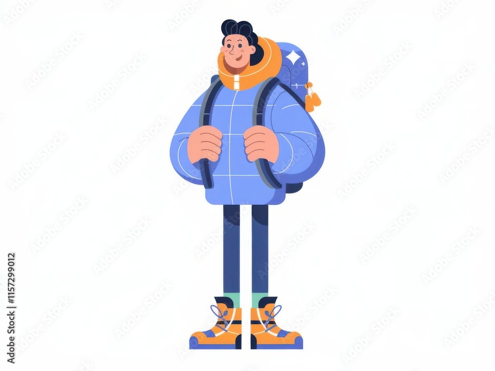 Hiking Adventurer with Backpack in Outdoor Gear Ready for Exploration Hiking Adventurer with Backpack in Outdoor Gear Ready for Exploration