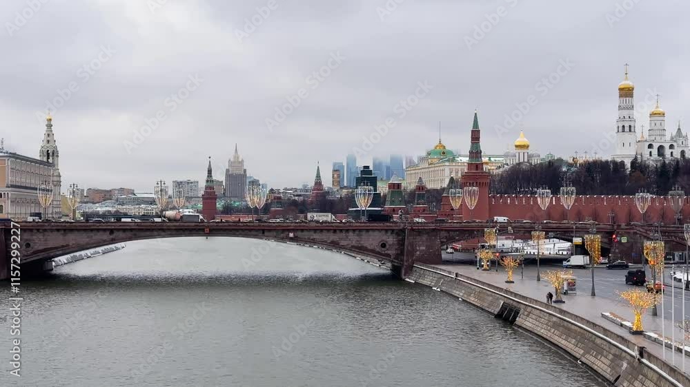 Moscow river and Kremlin in December Moscow river and Kremlin in December