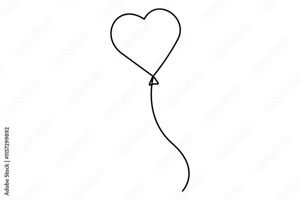 Elegant continuous one line drawing of a heart shaped balloon a minimalist vector illustration Elegant continuous one line drawing of a heart shaped balloon a minimalist vector illustration