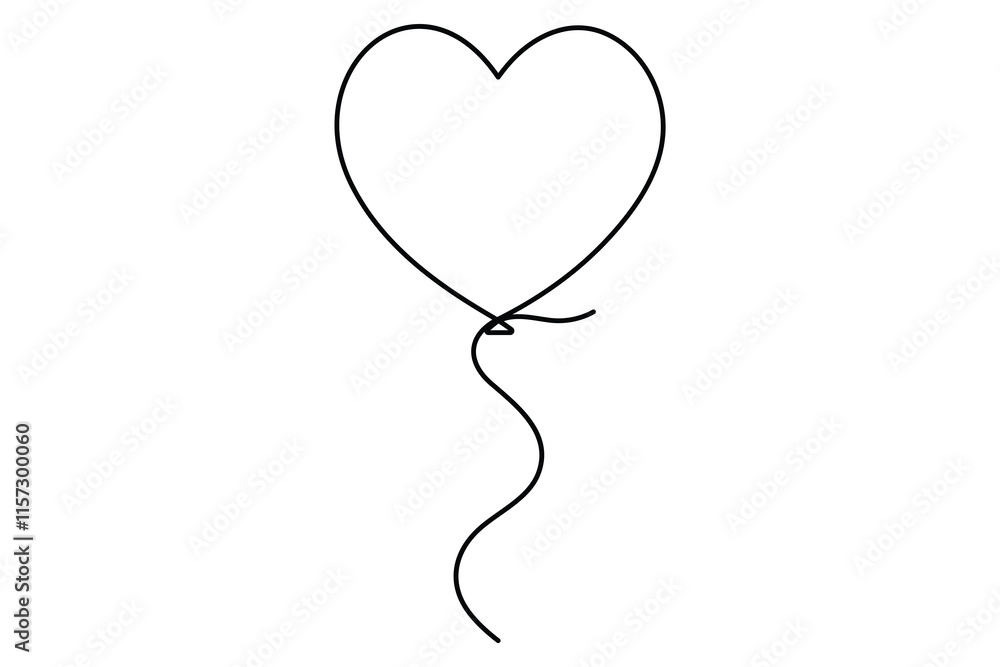 Elegant continuous one line drawing of a heart shaped balloon a minimalist vector illustration Elegant continuous one line drawing of a heart shaped balloon a minimalist vector illustration