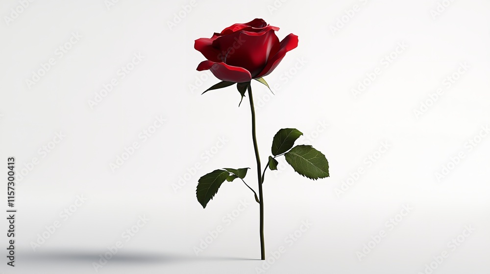 A solitary red rose stands out against a crisp white backdrop A solitary red rose stands out against a crisp white backdrop
