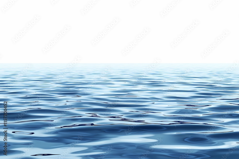 Naklejka premium Serene Blue Water Surface with Gentle Ripples and Bright Horizon