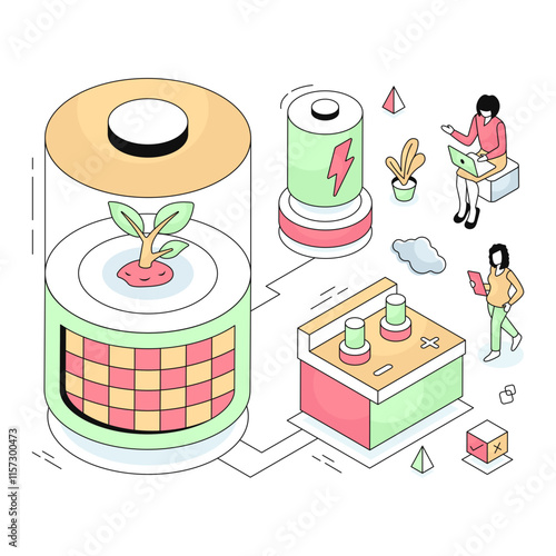 An illustration design of eco battery cell